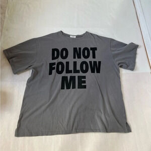 Women's Plus Size Dark Grey T-Shirt Do Not Follow Me Printed One Size